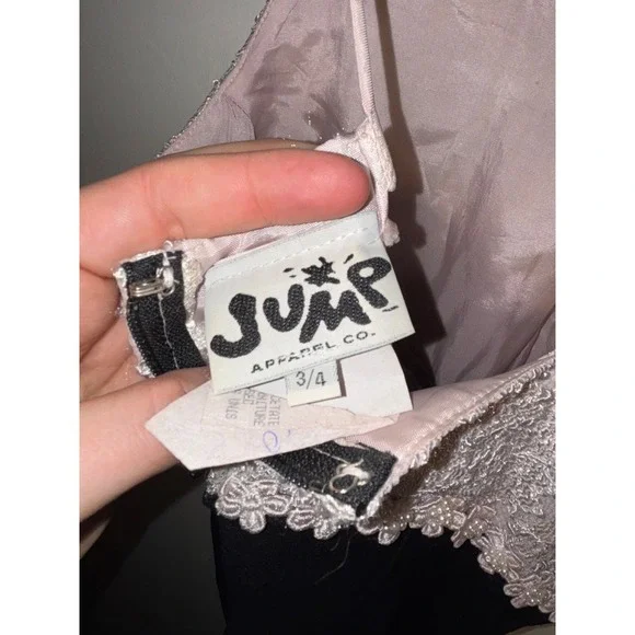 Vintage Lace Bodice Maxi Dress Sz S Floral Black Slit Whimsygoth HoCo Prom 90s - Picture 12 of 14